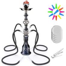 Portable Complete Hookah Shisha Set, Shatterproof Glass & Acrylic Stem Rustproof Hose, Full Accessories Bowl Tray Tongs, 1/2/4 Tube Leakproof Easy Clean Kit, Perfect For Home Bar KTV Camping Party, Ideal Birthday Holiday Gift For Friends Groomsmen - Black Hookah - View 4