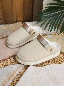 Solid Cream Off White Two-Way Birken Mules Forest Gentle Foot Slimming Office Casual Outdoor Platform Slip On Clogs - Beige - View 6