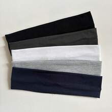 5pcs Elegant Sporty Wide Headbands, Solid Color Elastic Hairbands, Women's Face Washing Makeup Yoga Fitness Sports Headbands - Multicolor - View 12