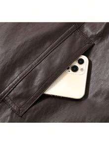 Korean Style Black Sweet Cool Early Autumn Motorcycle Jacket Button-Up Coat College Daily Travel Spring Autumn - Coffee Brown - View 6