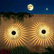 2pcs Solar Fence Lights,  Durable Metal Solar Powered Outdoor LED Lights With Mandala Cut-Out Theme, Waterproof Weather-Resistant Decorative Atmosphere Night Lights For Garden Patio Deck Step Wall Driveway Yard Fence Decoration9(IP44) - 曼陀羅 - 查看 5