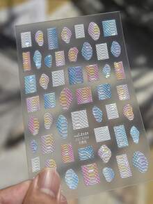 1 Sheet Of 3D Iridescent Rainbow Shell Pearlescent Macaron Gradient Snake Mermaid Scale Self-Adhesive Y2K Dopamine Nail Stickers For Summer Beach And Daily Use, DIY Nail Decorations For Women And Girls - Multicolor - View 7