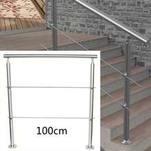 100cm Stainless Steel Handrail Railing, Silver Stair Railing With Fences, Freestanding Flexible Exterior Stair Railing For Staircases, Attics - Silver - View 8