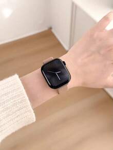 1pc Elastic Nylon Band Compatible With Apple Watch Women's Sports Style 38mm 40mm 41mm 42mm 44mm 45mm 46mm 49mm - Milk Tea - View 3