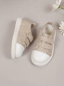 1 Pair Khaki Baby Toddler Soft Toe Cap Protective Casual Sports Skate Shoes, Hook And Loop Easy On/Off Design, Soft Sole Walking Shoes, Suitable For All Seasons, School, Campus, Daily, Outdoor, Leisure, Travel, Kids Shoes - Khaki - View 4