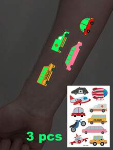 Halloween Night Glow-In-The-Dark Temporary Tattoo Stickers, Cute Cartoon Fluorescent Body Painting Set, Waterproof Glowing Stickers For Arms, Legs And Hands, Holiday Party Fun Makeup Accessories - Multicolor - View 9