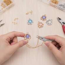 6/10 piezas Colgantes de estrella de resina con purpurina iridiscente e incrustaciones de strass en forma de luna, hallazgos para hacer joyas DIY para pulseras, collares y pendientes - Estrella - Ver 6