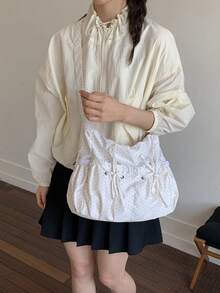 休閒極簡輕量女款斜挎包，大容量，適合上課、通勤與辦公，也可作為單肩包使用 - 彩色 - 查看 3