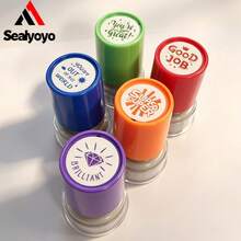 5pcs 2.5cm Colorful Teacher & Parent Grading Stamps, Praise & Encouragement Stamps, Round Colorful Set, English Global Learning Reward, Colorful Patterns & Motivational Phrases, 5 Colorful Patterns Suitable For Teachers And Parents To Grade Homework, Encouraging Language, Well Done, Superb, Back To School Season Teacher Gift - Sets - View 4