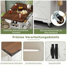 Ilot de cuisine mobile, sur roulettes, rangement mdf, beige - Beige - Voir 5
