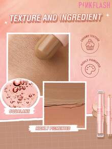 PINKFLASH Stik Makeup 2-in-1 2g*2 Contour + Highlighter, Desain Dua Ujung, Cakupan yang Dapat Dibangun, Hasil Akhir Ringan dan Tidak Menggumpal, Tahan Air & Tahan Keringat - #HS01 - View 5