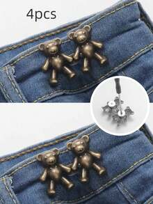 2/4/6 buah Kancing Jeans Denim Tanpa Jahit Motif Beruang, Pengatur Gesper Pinggang Berbentuk Beruang yang Dapat Dilepas, Gesper Dekoratif Rok, Gesper Sabuk yang Dapat Diatur - Beraneka warna - View 15