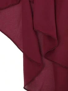 Women's Solid Color Bell Sleeve Elegant Party Occasion Long Dress - Burgundy - View 8