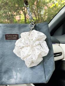 Creative Hair Scrunchie Car Keychain Pendant Car Key Chain Bag Charm Car Key Ring - Polka Dot Style - View 4
