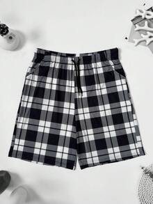 3pcs/Pack Men's Casual Plaid Pattern Lounge Pants With Side Pockets, Elastic Comfortable Drawstring Shorts, Wearable As Beach Pants And Sports Pants - Multicolor - View 6