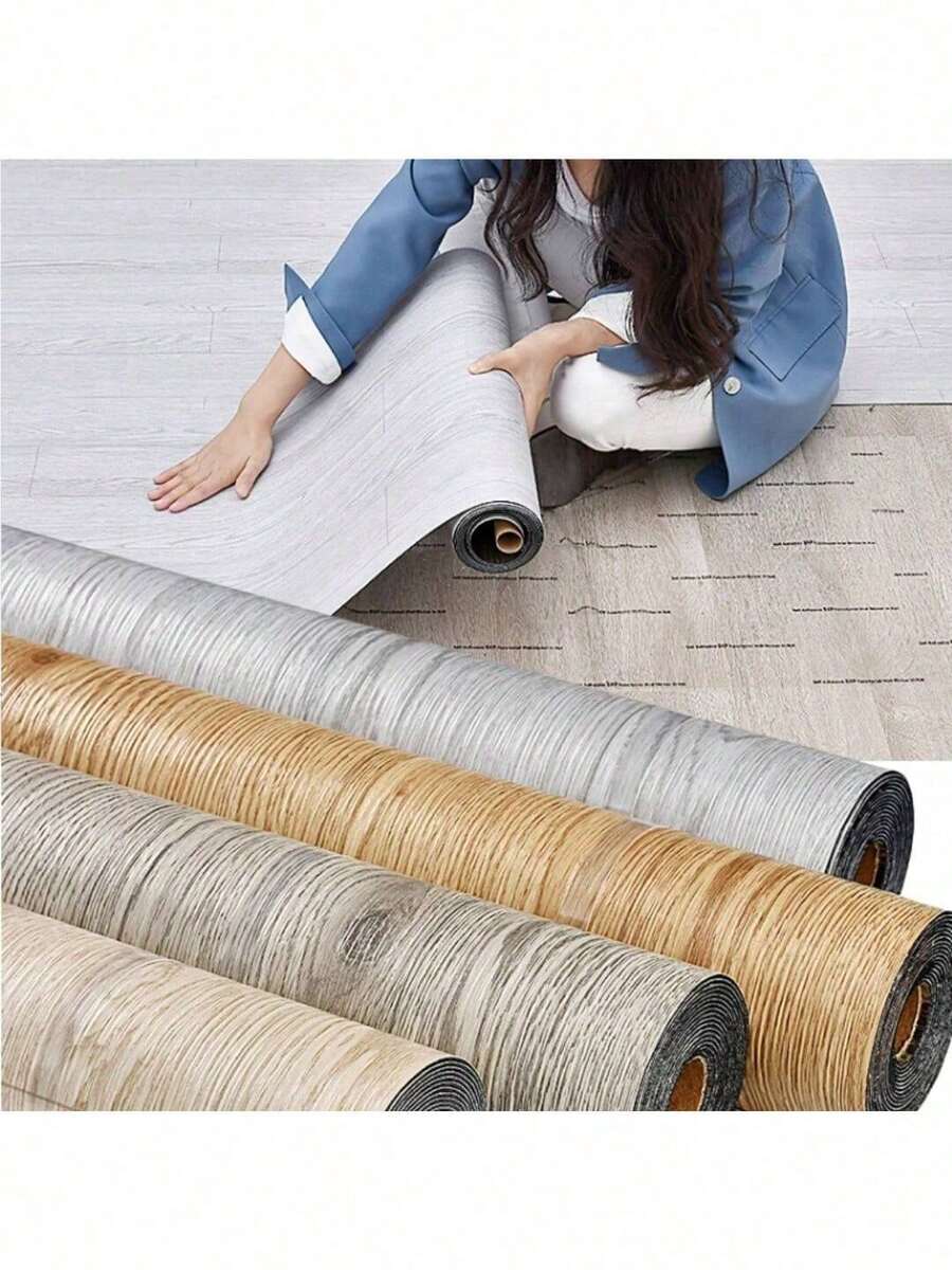 1 Roll 40x300cm Wide Self-Adhesive Vinyl Floor Sticker, Wood Grain Floor Decal, Easy To Peel And Apply, Durable And Easy To Install, Suitable For Bathroom And Kitchen