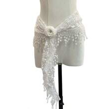 1pc New French Hollow Lace Layered Waist Scarf With Triangle Hem, Tassel Waist Accessory For Dancing And Street Dance - Multicolor - View 5