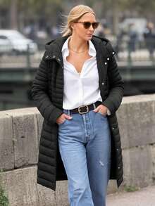 Giolshon 女款休閒連帽輕量羽絨外套，附口袋，適合日常穿著，黑色冬季款 - 黑色 - 查看 9