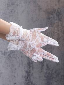 1 Paar neue Damen sexy Mode dunkler Stil Partykleid Rosen Spitze Handschuhe - Verschiedenfarbig - Übersicht 2