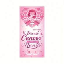 2D Door Banner, 1pc, Breast Cancer Awareness Door Banner, Breast Cancer Party Charity Party Door - Breast Cancer Prevention - View 5