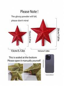 1pc Classic Shining Star Tree Top, Plastic Shining Star, Suitable For Festive Home And Party Decorations, Suitable For New Year, Winter Celebrations - No Power Required Best Gifts Birthday Christmas Decorations Home Christmas Gifts Christmas Decor - Multicolor - View 3