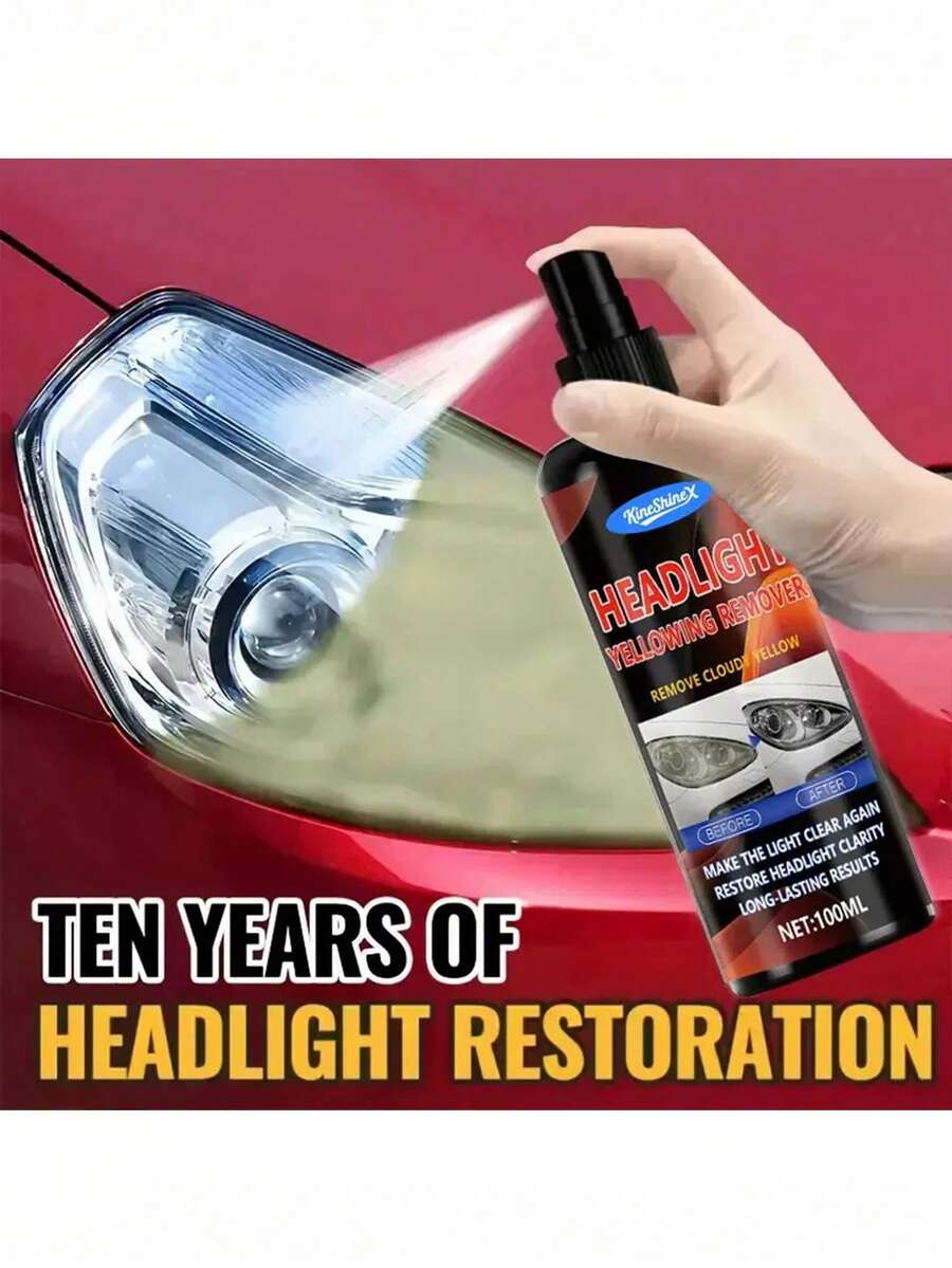 KineShineX Car Headlight Yellowing Oxidation Repair Agent, Car Front And Rear Headlight And Rearview Mirror Cleaner, Headlight Scratch And Fog Repair Agent, Bulb Brightener, Car Accessories