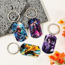 1 pieza Llavero con etiqueta impresa a color de Demon Slayer de anime, anillo de metal de acero inoxidable, colgante para bolso, regalo para fans - Multicolor - Ver 6