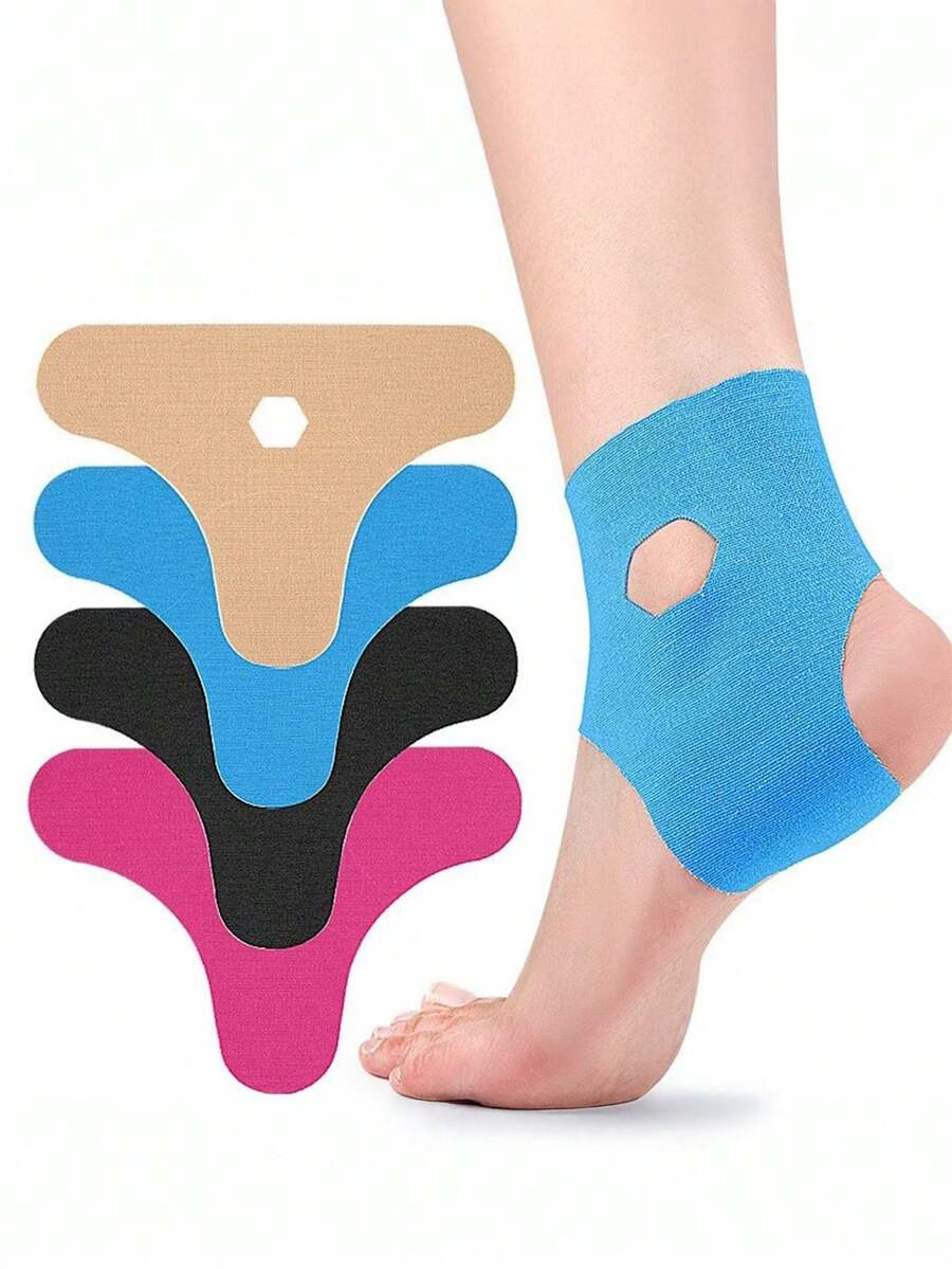 1PC Pre-Cut Colorful Ankle Support Kinesiology Tape, Elastic Compression Sports Bandage, Anti-Friction Fixed Support Muscle Patch - Multicolor - View 1