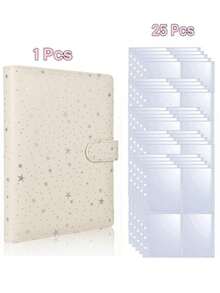 Starry Sky PU Loose Leaf Notebook Cover+25Pcs 4 Grids Inner Pages, Photo Cards A5 Binder With 6 Rings,Card Collecting Photo Album Suitable For Trading Cards,Photocards,Game Sleeves.4-Pocket Protectors Per Sheet For Card Collectors,Photocard Album,Card Holder - Regular - View 14
