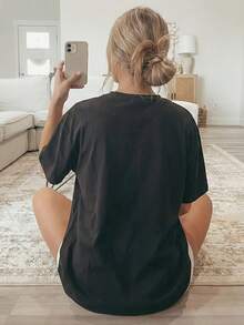 Women'S T-Shirt Solid Basic Round Neck Short Sleeve Printless Daily Summer Casual Simple Fashion Tee Unisex - Black - View 2