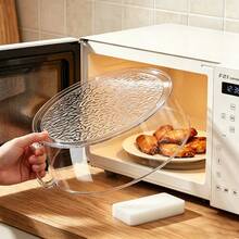 2pcs Multi-Functional Microwave Splash Guard With Cleaning Brush, Transparent Plastic, Heat Resistant Up To 200°C, Easy-Grip Handle, Suitable For Most Microwaves, Oil-Proof, Insect-Proof, Mosquito-Proof, Home Kitchen, Restaurant, Camping, Outdoor BBQ, Hot Food And Vegetable Preservation Cover, Kitchen Accessories - Transparent - View 5