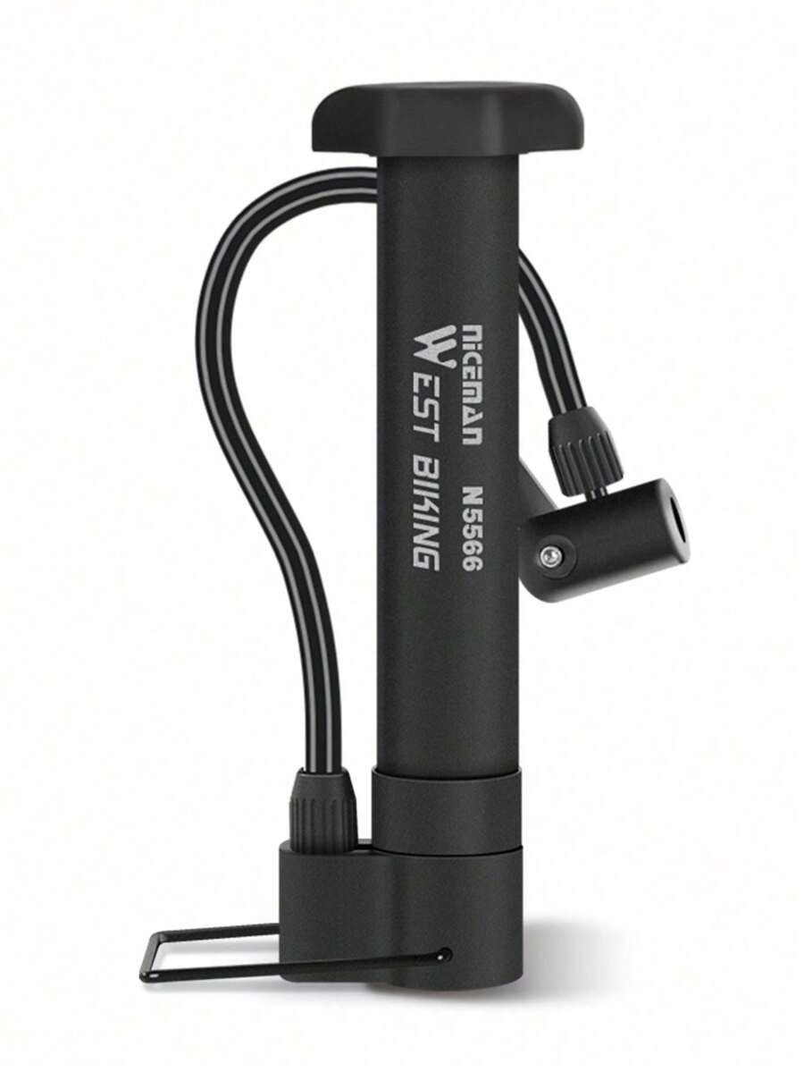 1pc Letter Graphic Bicycle Pump - Black - View 1