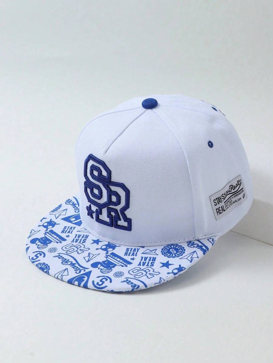 1 pieza Gorra de béisbol unisex de estilo hip hop con visera plana, bordado de letras e impresión de graffiti, gorra snapback de estilo casual callejero para deportes al aire libre, gorra trucker de moda, regalo - Blanco - Ver 1