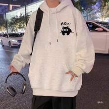 American-Style Hooded Sweatshirt For Men And Women, New Spring And Autumn Loose-Fit Pullover Long-Sleeve Top, Simple  Thickened Jacket - 黑色 - 查看 4