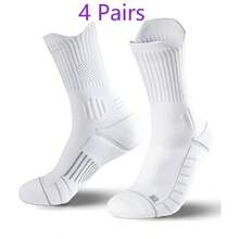 1/2/4 Pairs Sports Socks, Basketball Socks, Running Socks, Terry Sole, Moisture-Wicking And Breathable - Multicolor - View 8
