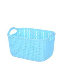 5/3/1pc Minimalist Aesthetic Macaron Color Plastic Rectangular Woven Texture Open Storage Basket, Dual Handle Stackable Snack Storage Box, Kitchen Bathroom Closet Desktop Cosmetic Sundries Organizer Box, Daily Use - Multiple Colors and Styles - View 9