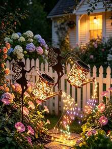 1pc Outdoor Solar Powered Fairy Light Pot With Light Strip, Suitable For Outdoor Garden Decoration Ground Stake Light, Perfect For Halloween, Christmas, New Year, Pathway, Lawn, Patio, Deck And Swimming Pool Garden Decoration Atmosphere Light - 1pc - View 4