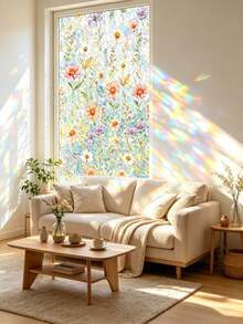 1 Roll 3D Laser Window Glass Film, 30*200cm Size, Fresh Minimalist Colorful Frosted Privacy Sticker, Privacy Protection, Heat Insulation, Sun And UV Protection, Static Adhesion Without Glue, No Adhesive, Easy To Install And Reusable, Suitable For Bathroom, Kitchen, Bedroom Windows, Rental/Office Store Home Decor Window Film, Removable Window Sticker - Multicolor - View 4