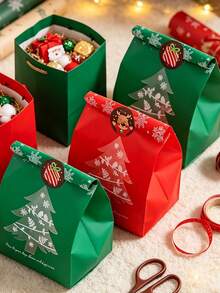 40/20/1pc Christmas Gift Packaging Bags, Christmas Tree Pattern Design, With Stickers, Suitable For Holiday Small Gift Packaging, Christmas Party Favors, Corporate Holiday Gifts, Handmade Crafts Storage, Home Christmas Table Decoration - One Size Fits All - View 3