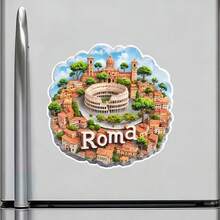 Colosseum Cloud-Framed Over Red Roofs And Roman Blue Skies Magnet Where The Past Is Worn In Stone And Cloud Keepsake For All Metal Surfaces Throughout The Home - A - View 2