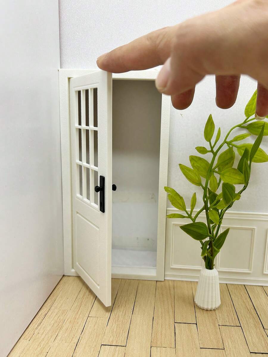 1:12 迷你門，DIY 可互換左右開門，迷你房屋裝飾配件，塑膠逼真模型屋門，雙面開門，迷你場景裝飾品，可開啟房間門，模型屋裝飾 - 彩色 - 查看 1
