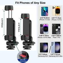 Camera Phone Tripod Mount, Tripod Phone Clip, Universal Smartphone Bracket Adapter With 2 Cold Shoe Mounts, 360° Rotating Adjustable Phone Holder, Compatible With IPhone, Android Phones And Cameras - View 3