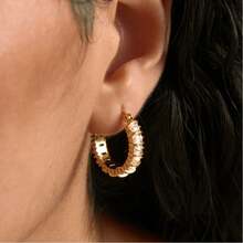 S SHOPBOHO 1 Pair Stainless Steel Zirconia Minimalist Hoop Earrings - Earrings - View 2