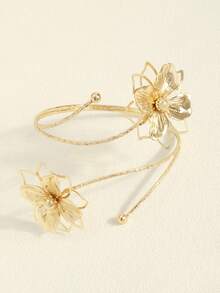 Brazalete minimalista con flor 3D - Dorado - Ver 2