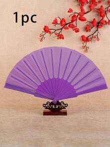 1件純色裝飾扇，多功能塑膠摺扇，女士舞扇，夏季涼扇，適合作為婚禮禮物、桌面裝飾、舞扇及旅行涼扇 - A - 查看 17