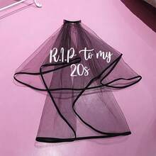 RIP 20th Birthday Black Veil 20th Death Theme Alternative Gothic Funeral Decor 30th Birthday Party Thirty And Standing Decorations Birthday Queen Crown Commemorative Gift Photo Props - Veil - View 2