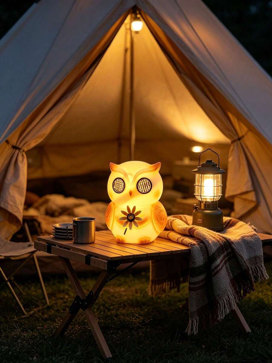 1pc Solar Powered Outdoor Rabbit/Owl Lawn Light, Waterproof Garden Landscape LED Decorative Light - Multicolor - View 1