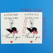 5pcs/10pcs Cute Bow Rat Enamel Keychain With Thank You Pocket Hug Card, Cartoon Animal Gratitude Gift - Multicolor - View 3