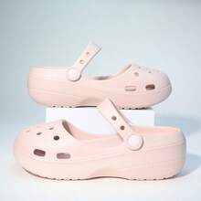 Women's Ballet Style 5cm Thick Platform Mary Jane Clogs, 2026 New Soft Sole Slip-On Sandals, Breathable Hollow Out Beach Slippers, Non-Slip Wear-Resistant Comfortable Slouchy Shoes, Minimalist Height-Increasing Sandals For Summer Spring Autumn - Pink - View 3