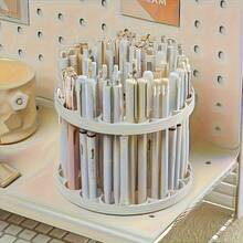 1pc New 360° Rotating Brush Holder - Durable PVC, Detachable, Multifunctional, Portable Storage Box [Desktop Accessory] Suitable For Office, Art Brushes, Pens, Makeup Tools Storage, Perfect Gift For Valentine's Day, National Day, Assumption Of Mary, Back To School, Halloween, Christmas And Birthday. - White - View 6